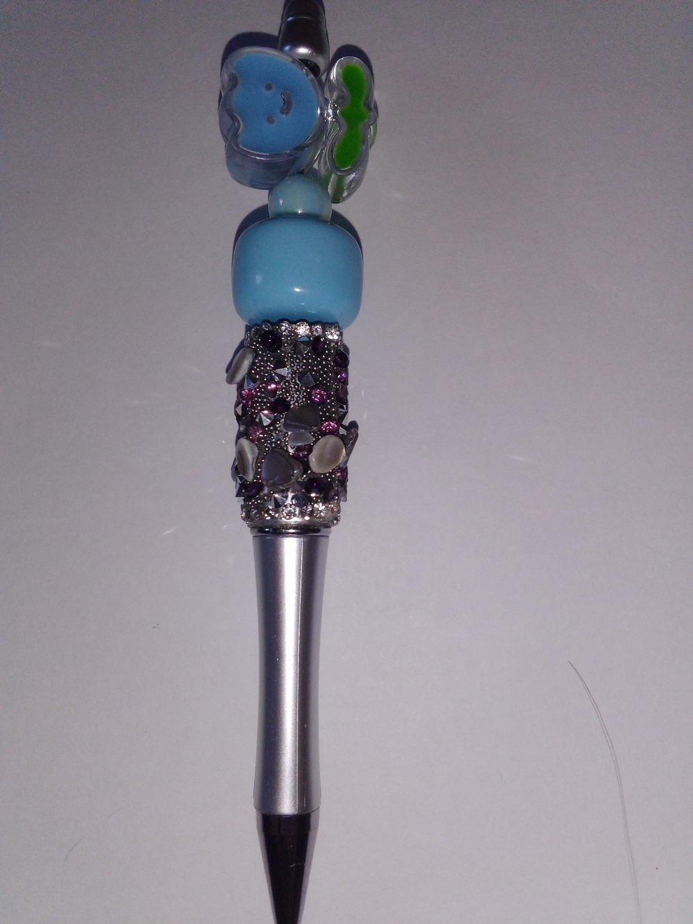 Beaded Blue & Silver Decorative Pen